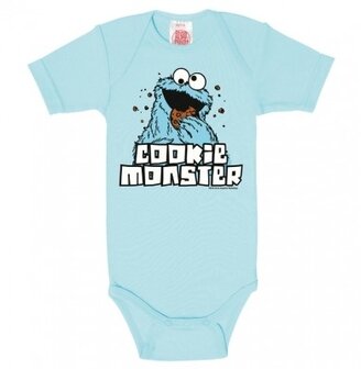 Sesamstraat - Cookie Monster - Jongens Blauw Baby Romper/Kruippakje
