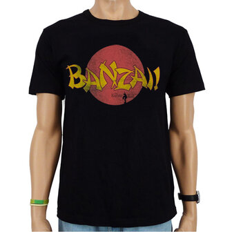 Karate Kid Banzai! Heren Vintage Zwart T-shirt 
