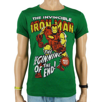 The Invincible Iron Man Marvel Heren Groen slim-fit T-shirt