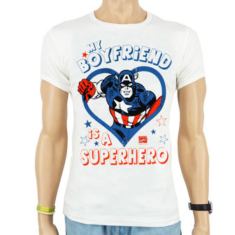 Captain America My Boyfriend Marvel Heren Wit slim-fit T-shirt