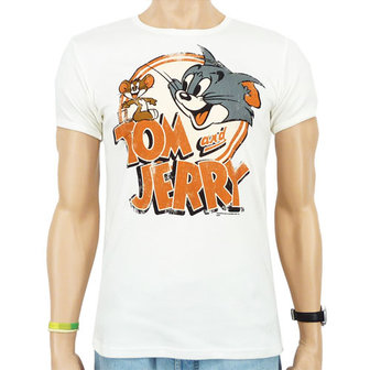 Tom &amp; Jerry - Heren Wit slim-fit T-shirt