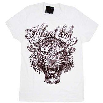 Miami Ink - Tijger Sketch Tattoo - Dames Wit T-shirt