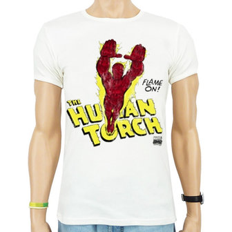 Human Torch Flame On Marvel DC Comics Heren Wit slim-fit T-shirt