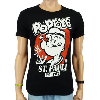 Popeye St. Pauli Heren Zwart slim-fit T-shirt 