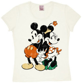 Disney Mickey en Minnie Mouse Wit Dames Wit T-shirt 