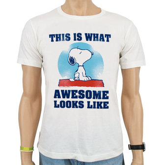 Peanuts - Snoopy Awesome - Wit Heren easy-fit T-shirt 