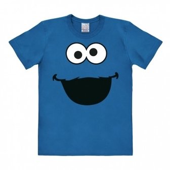 Sesamstraat Cookie Monster Face Heren Blauw easy-fit T-shir