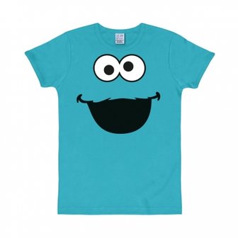 Sesamstraat - Cookie Monster Face - Blauw Heren slim-fit T-shirt 