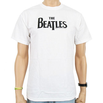 The Beatles Logo Heren Wit easy-fit T-shirt 