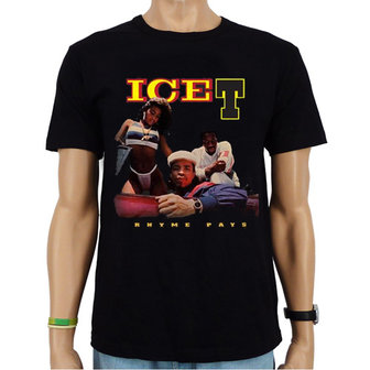 Ice T - Rhyme Pays- Hip Hop  Heren Zwart T-shirt