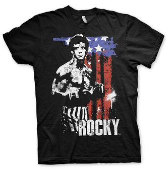 ROCKY - AMERICAN FLAG T-SHIRT- EASY FIT - Zwart