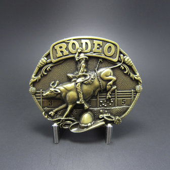 New Vintage Bronze Plated Western Rodeo Race Cowboy  Riem Buckle /Gesp