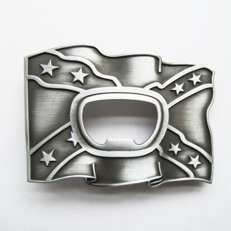 Flesopener Confederate Vlag blanco Riem Buckle/Gesp