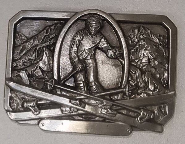 Vintage Skiër  as kleurige Riem Gesp/Buckle