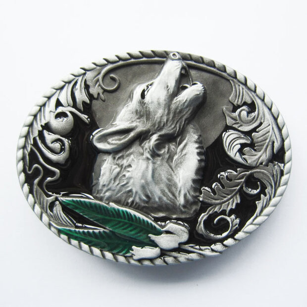 Wolf Western groen Vintage Riem Buckle/Gesp