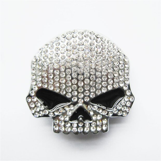Chrome Schedel met glimmende steentjes Riem Buckle/Gesp