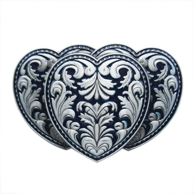 Triple Hearts Flower 3D Blauw Riem Buckle/Gesp