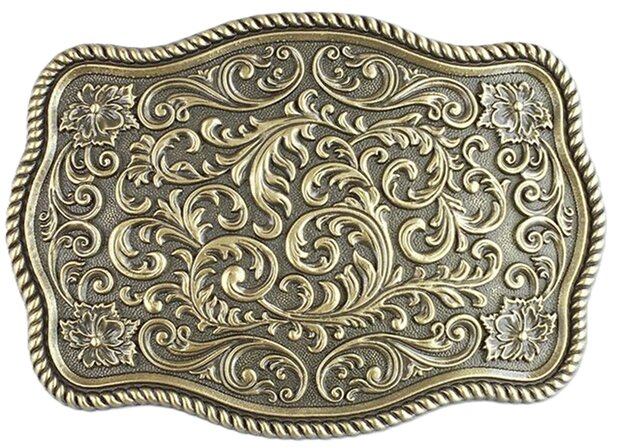Vintage Gold Plated Southwest Western Flower Carved Riem Gesp/Buckle