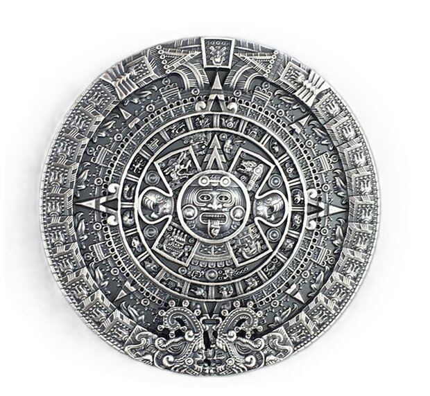 Vintage Silver Plated Aztec Calendar  Riem Gesp/Buckle
