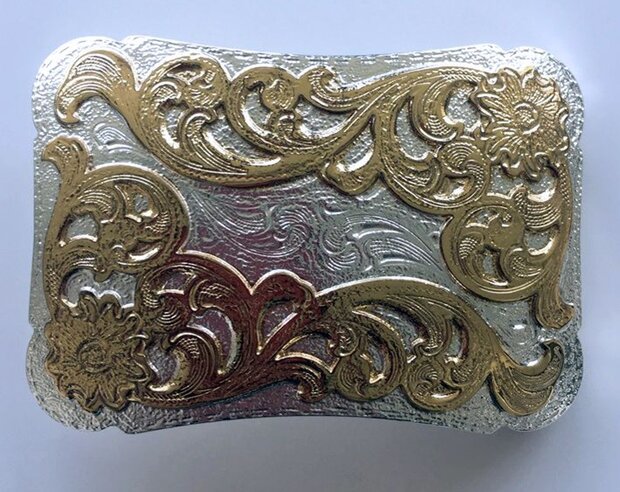 Double Plated Color Western Flower Cowboy Cowgirl Solid Brass Riem Gesp/Buckle