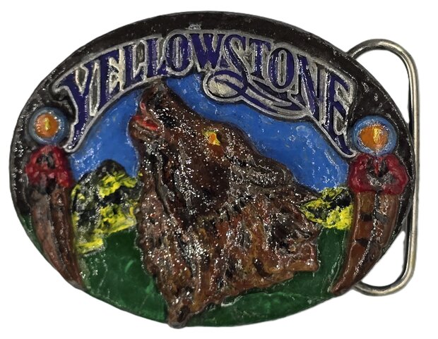 Vintage Yellow Stone Riem Gesp/Buckle