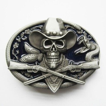 Schedel Western Rifle Cowboy Blauwe Riem Gesp/Buckle