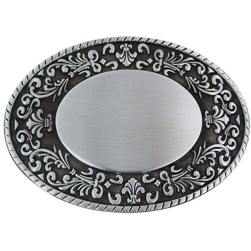Blanco Bloemen Design (Graveer je eigen tekst) Ovale Riem Buckle
